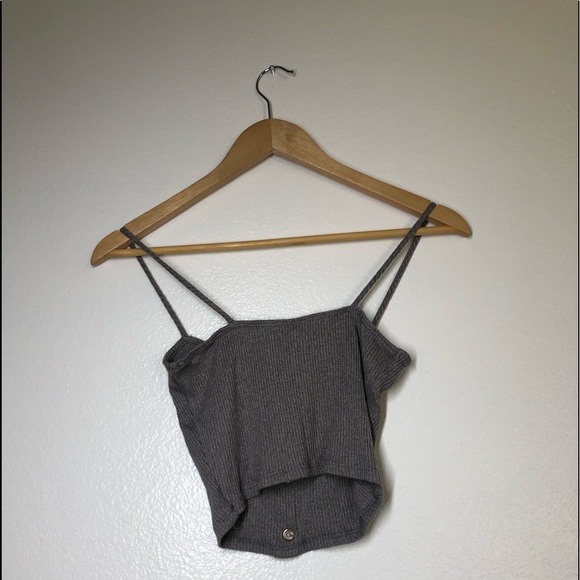 May Pink Grey Strap Crop Top - Picture 4 of 6